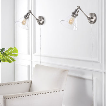 Cowie 8" Iron/Glass Adjustable LED Wall Sconce - JONATHAN Y